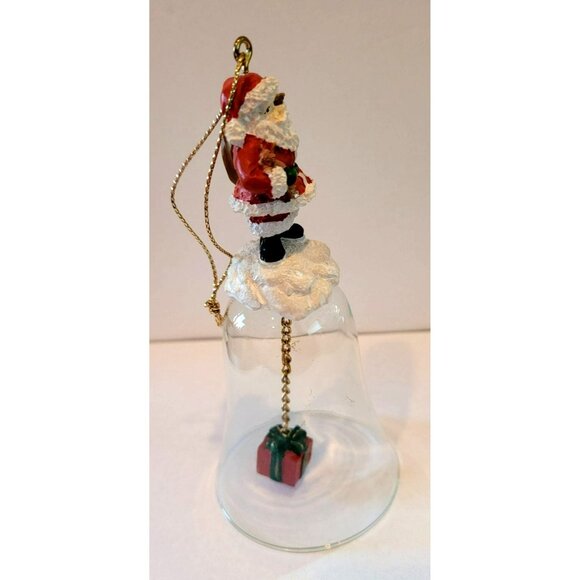 Avon Christmas Santa Glass Bell Tree Ornament Holiday Decor  JH1375 - Picture 2 of 4